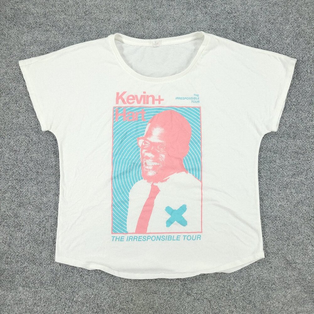 Kevin Hart Shirt Women XL White The Irresponsible Tour Graphic Short Sleeve Top
